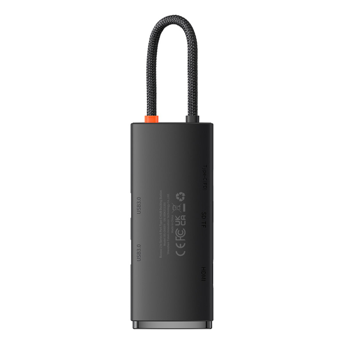 USB-хаб Baseus Lite Series 6-Port Type-C HUB Docking Station (Type-C to HDMI+USB3.0*2+PD+SD/TF) Black Фотографія №5 USB-хаб Baseus Lite Series 6-Port Type-C HUB Docking Station (Type-C to HDMI+USB3.0*2+PD+SD/TF) Black на малюнкі №5