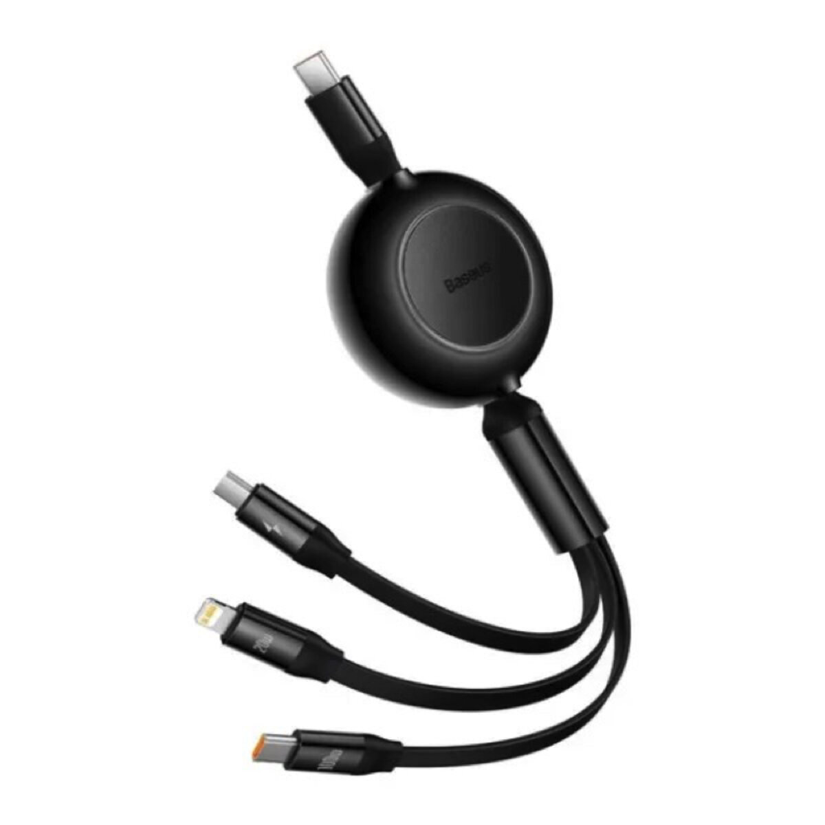 Кабель Baseus Bright Mirror 2 Series Retractable 3-in-1 Fast Charging  Data Cable Type-C to M+L+C 100W 1.1m Black (CAMJ010201) на картинке №8