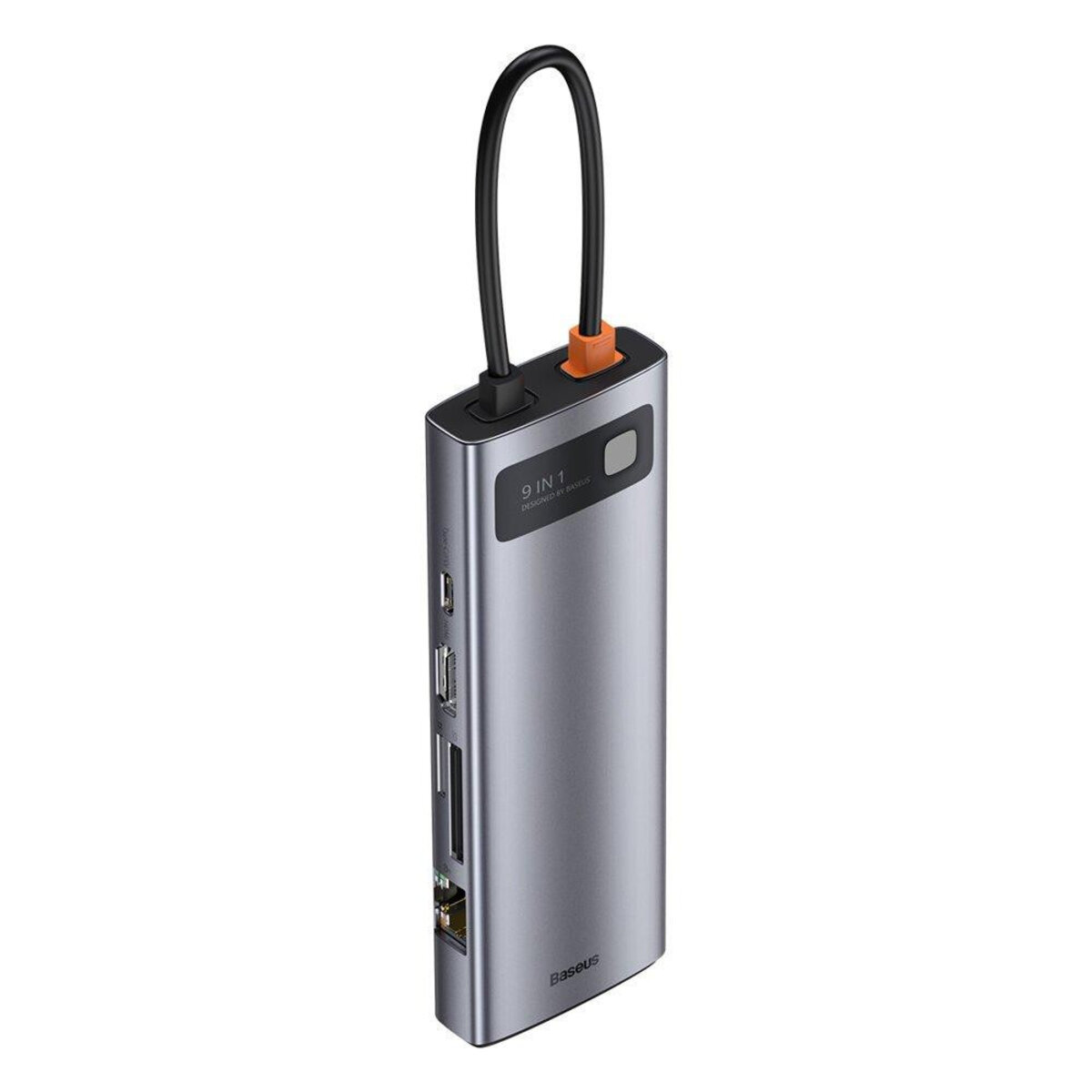 USB-хаб Baseus Metal Gleam Series 9-in-1 Multifunctional Type-C HUB Docking Station Space Gray(Type-C to HDMI*1+USB3.0*3+PD*1+RJ45*1+SD/TF*1+VGA*1) Фотографія №4 USB-хаб Baseus Metal Gleam Series 9-in-1 Multifunctional Type-C HUB Docking Station Space Gray(Type-C to HDMI*1+USB3.0*3+PD*1+RJ45*1+SD/TF*1+VGA*1) на малюнкі №4