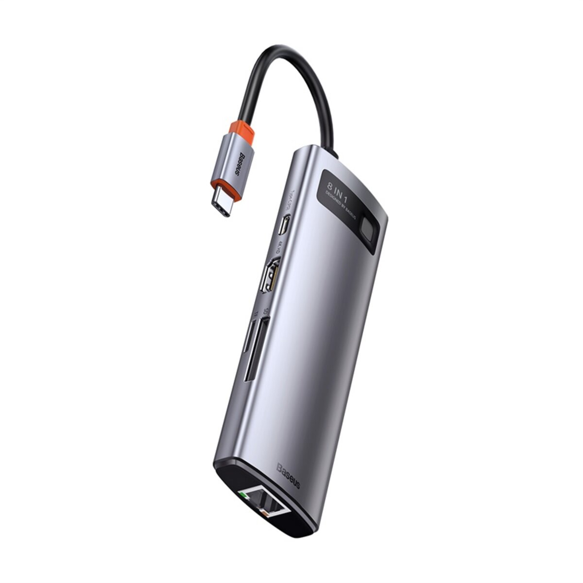 USB-хаб Baseus Metal Gleam Series 8-in-1 Multifunctional Type-C HUB Docking Station Gray(Type-C to HDMI*1+USB3.0*3+PD*1+RJ45*1+SD/TF*1) (CAHUB-CV0G) Фотографія №7 USB-хаб Baseus Metal Gleam Series 8-in-1 Multifunctional Type-C HUB Docking Station Gray(Type-C to HDMI*1+USB3.0*3+PD*1+RJ45*1+SD/TF*1) (CAHUB-CV0G) на малюнкі №7