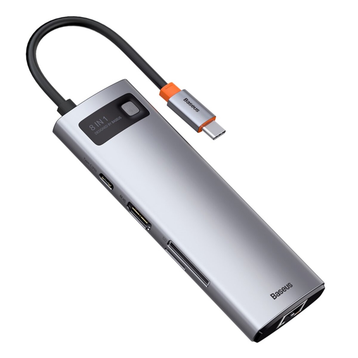 USB-хаб Baseus Metal Gleam Series 8-in-1 Multifunctional Type-C HUB Docking Station Gray(Type-C to HDMI*1+USB3.0*3+PD*1+RJ45*1+SD/TF*1) (CAHUB-CV0G) Фотографія №5 USB-хаб Baseus Metal Gleam Series 8-in-1 Multifunctional Type-C HUB Docking Station Gray(Type-C to HDMI*1+USB3.0*3+PD*1+RJ45*1+SD/TF*1) (CAHUB-CV0G) на малюнкі №5