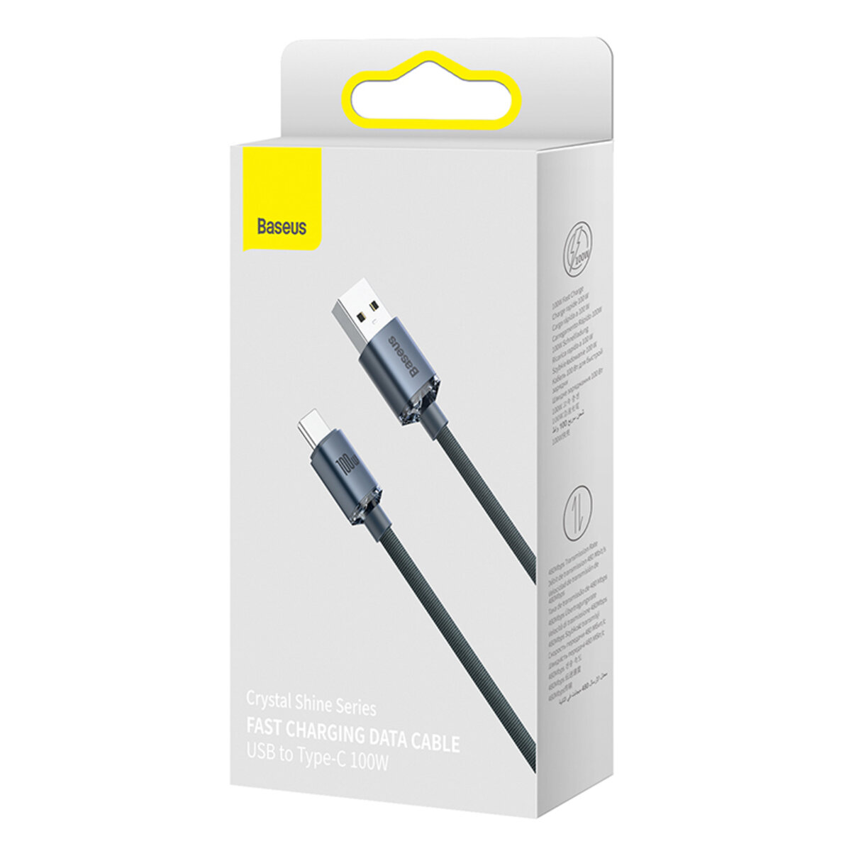 Кабель Baseus Crystal Shine Series Fast Charging Data Cable USB to Type-C 100W 2m Black на малюнкі №2
