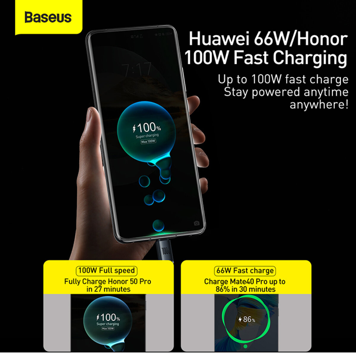Кабель Baseus Crystal Shine Series Fast Charging Data Cable USB to Type-C 100W 2m Black на малюнкі №7