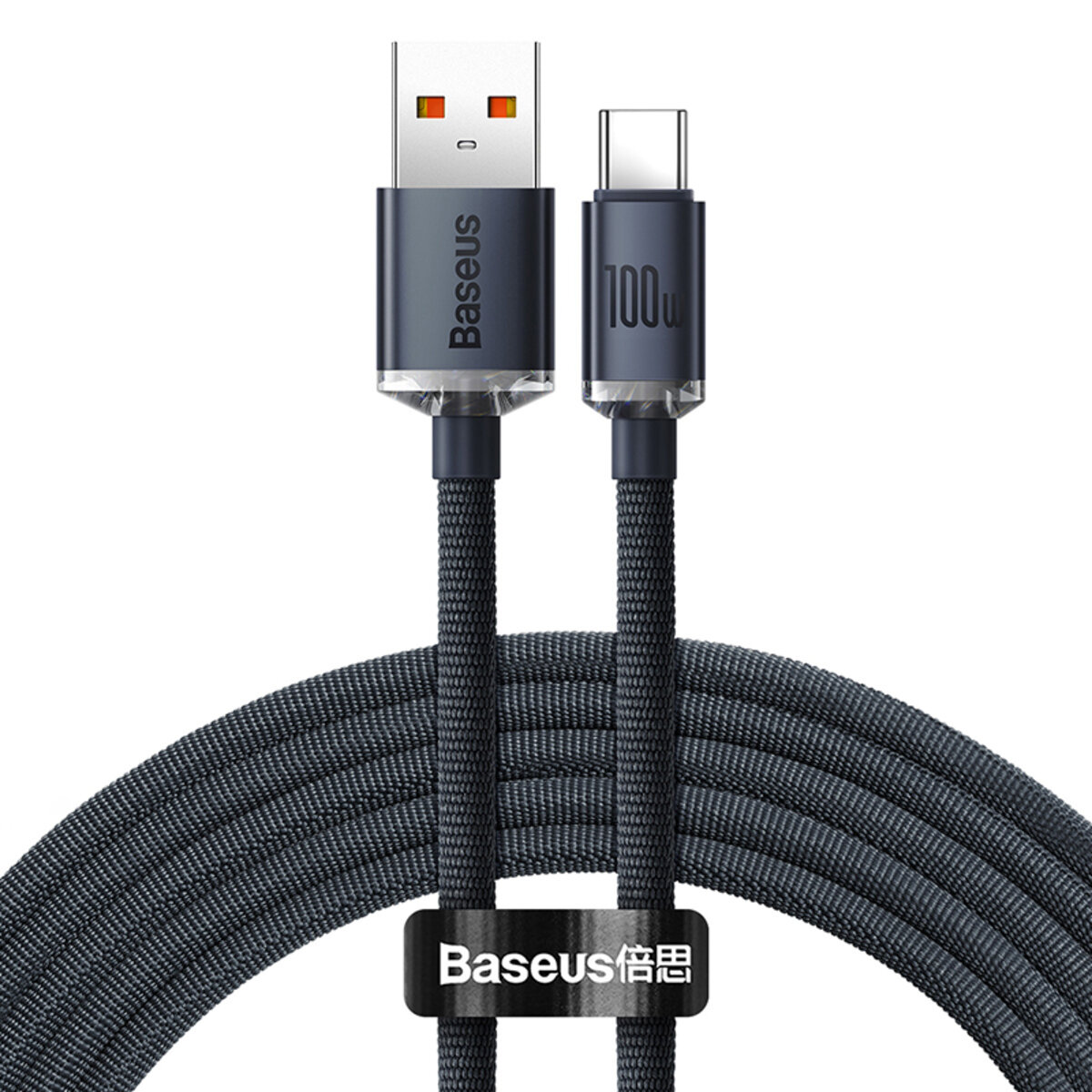 Кабель Baseus Crystal Shine Series Fast Charging Data Cable USB to Type-C 100W 2m Black на малюнкі №1