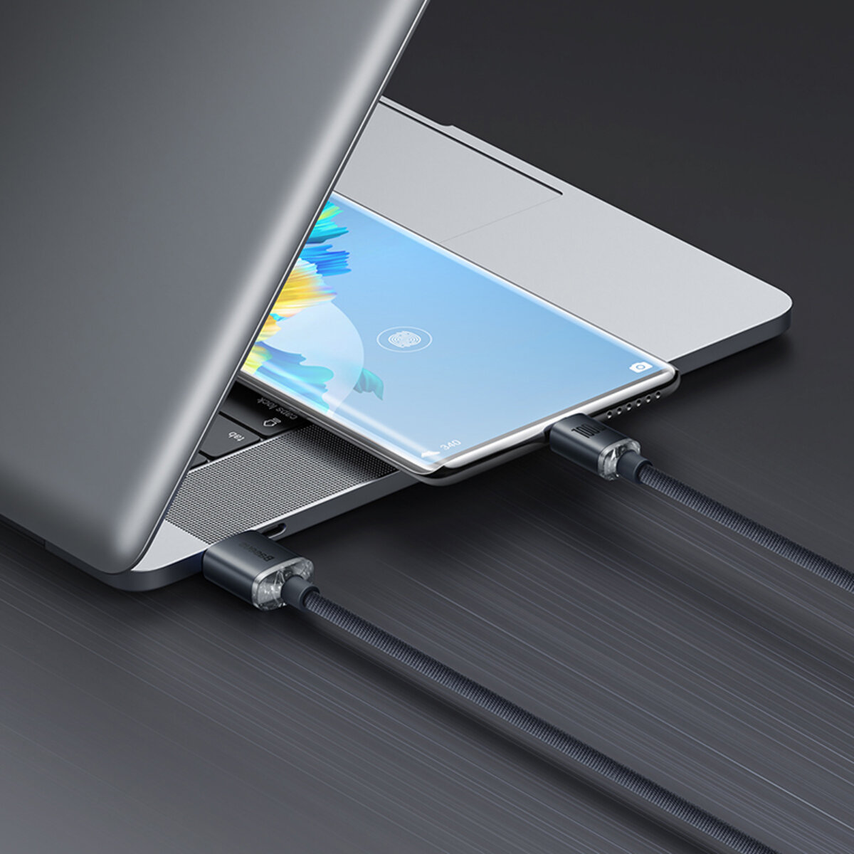 Кабель Baseus Crystal Shine Series Fast Charging Data Cable USB to Type-C 100W 2m Black на малюнкі №4