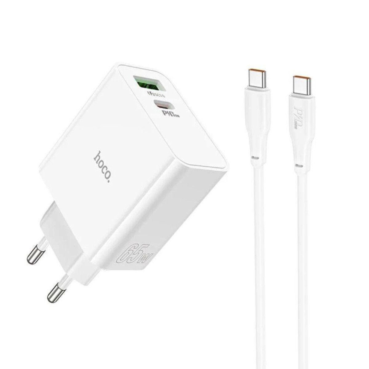 Мережевий зарядний пристрій HOCO C113A Awesome PD65W dual port(1A1C) charger White (6931474790910) Фотографія №2 Мережевий зарядний пристрій HOCO C113A Awesome PD65W dual port(1A1C) charger White (6931474790910) на малюнкі №2