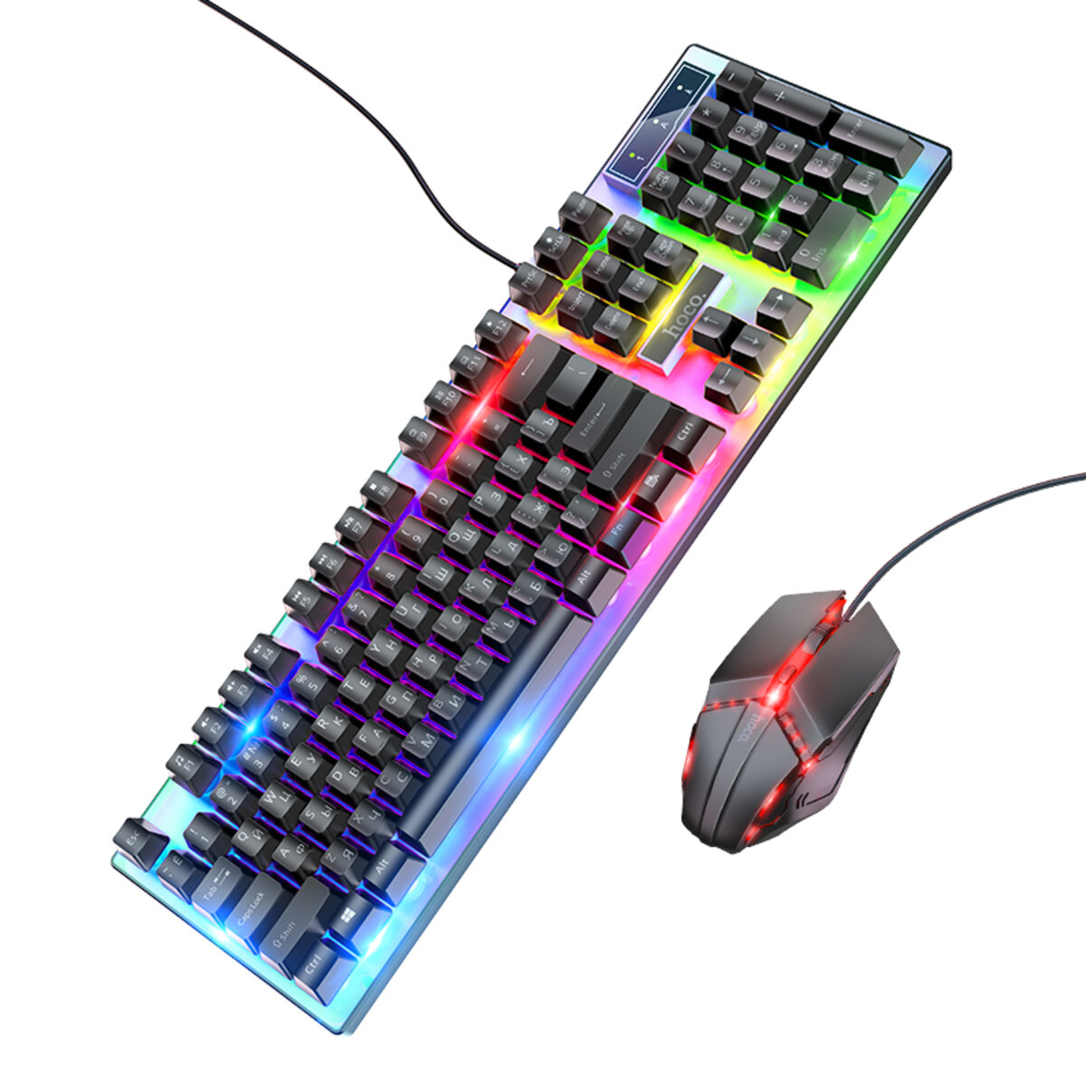Миша + клавіатура HOCO GM18 Luminous gaming keyboard and mouse set Black на малюнкі №1