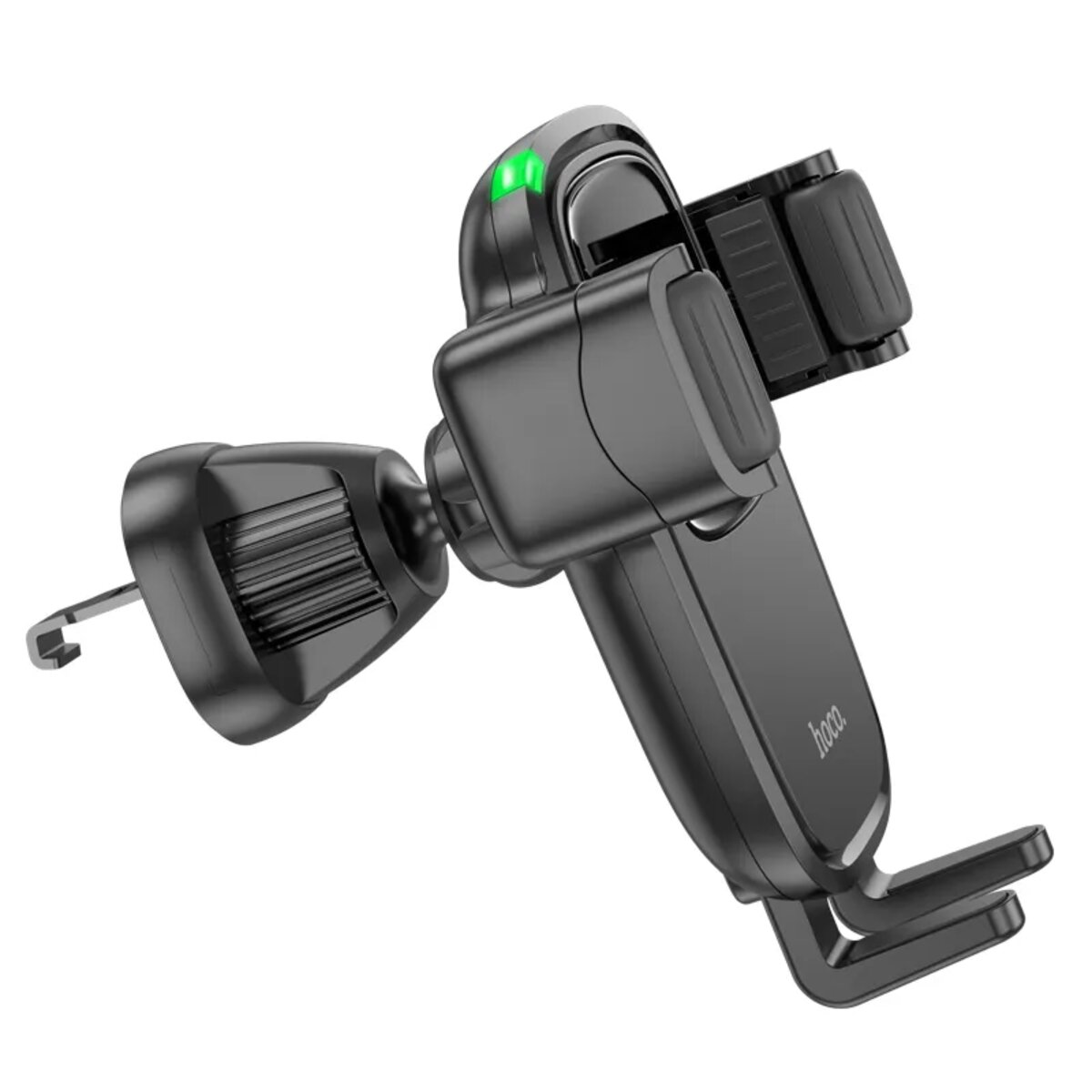 Тримач для мобiльного з БЗП HOCO HW1 Pro wireless fast charge car holder(air outlet) Black (6931474791603) на картинке №2