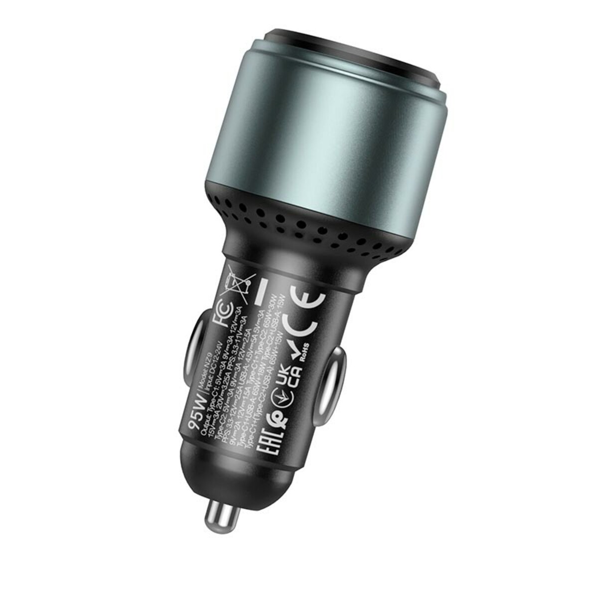 Автомобільний зарядний пристрій HOCO NZ9 Galloper 95W three-port(2C1A) car charger Black на картинке №6