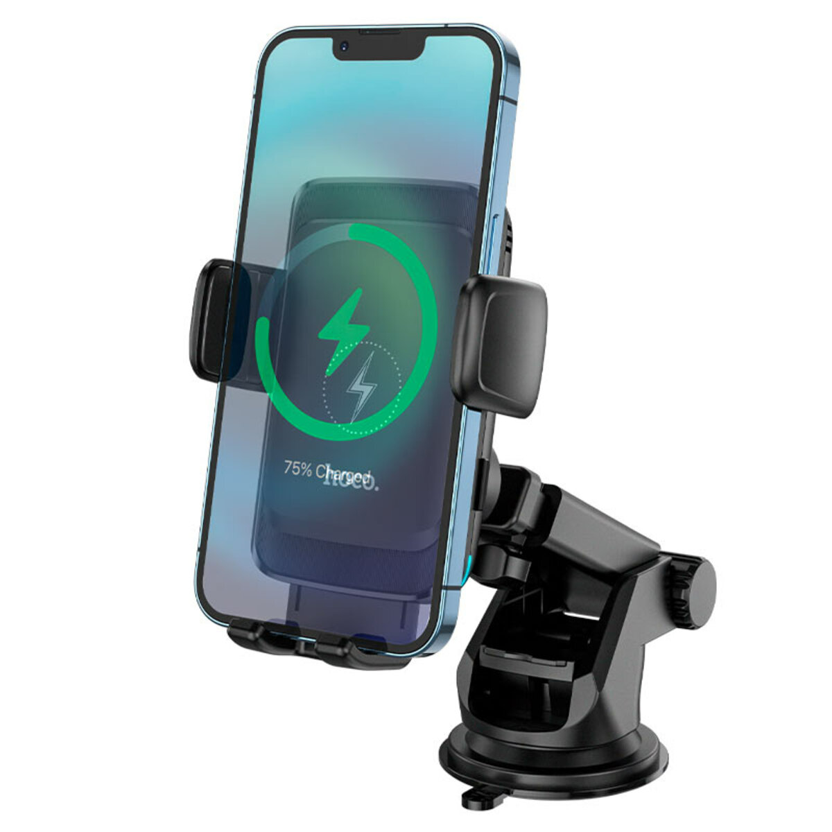 Тримач для мобільного з БЗП HOCO S35 Smart alignment wireless charging car holder Black (6931474761361) на картинке №3