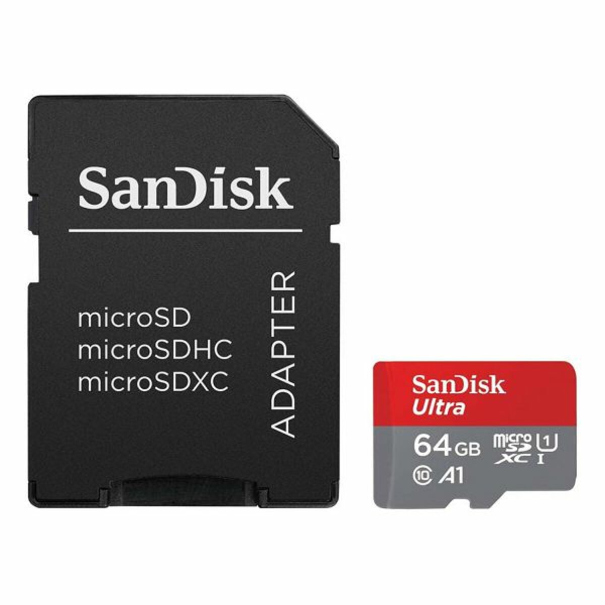 Карта памяті microSDXC (UHS-1) SanDisk Ultra 64Gb class 10 A1 (140Mb/s) (adapter SD) Фото 1 Карта памяті microSDXC (UHS-1) SanDisk Ultra 64Gb class 10 A1 (140Mb/s) (adapter SD) на картинке №1