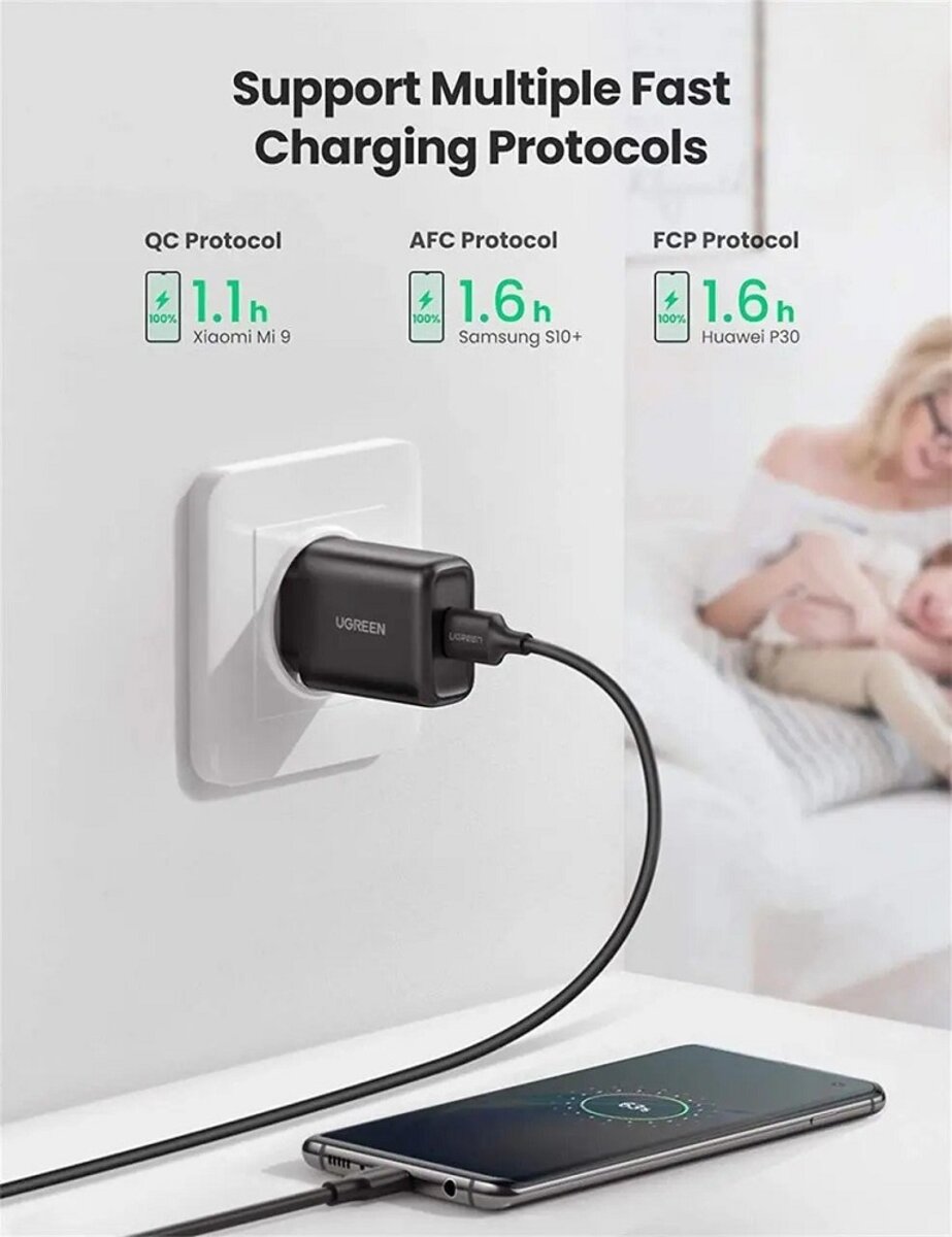 Зарядний пристрій UGREEN CD122 QC3.0 USB Fast Charger EU (Black) (UGR-70273) (UGR-70273) смотреть фото №4