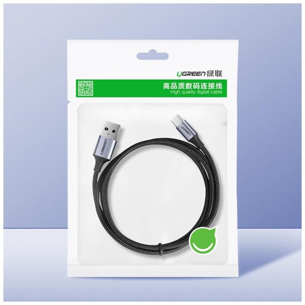 Кабель UGREEN US288 USB-A 2.0 to USB-C Cable Nickel Plating Aluminum Braid 1m (Black) (UGR-60126) на малюнкі №7