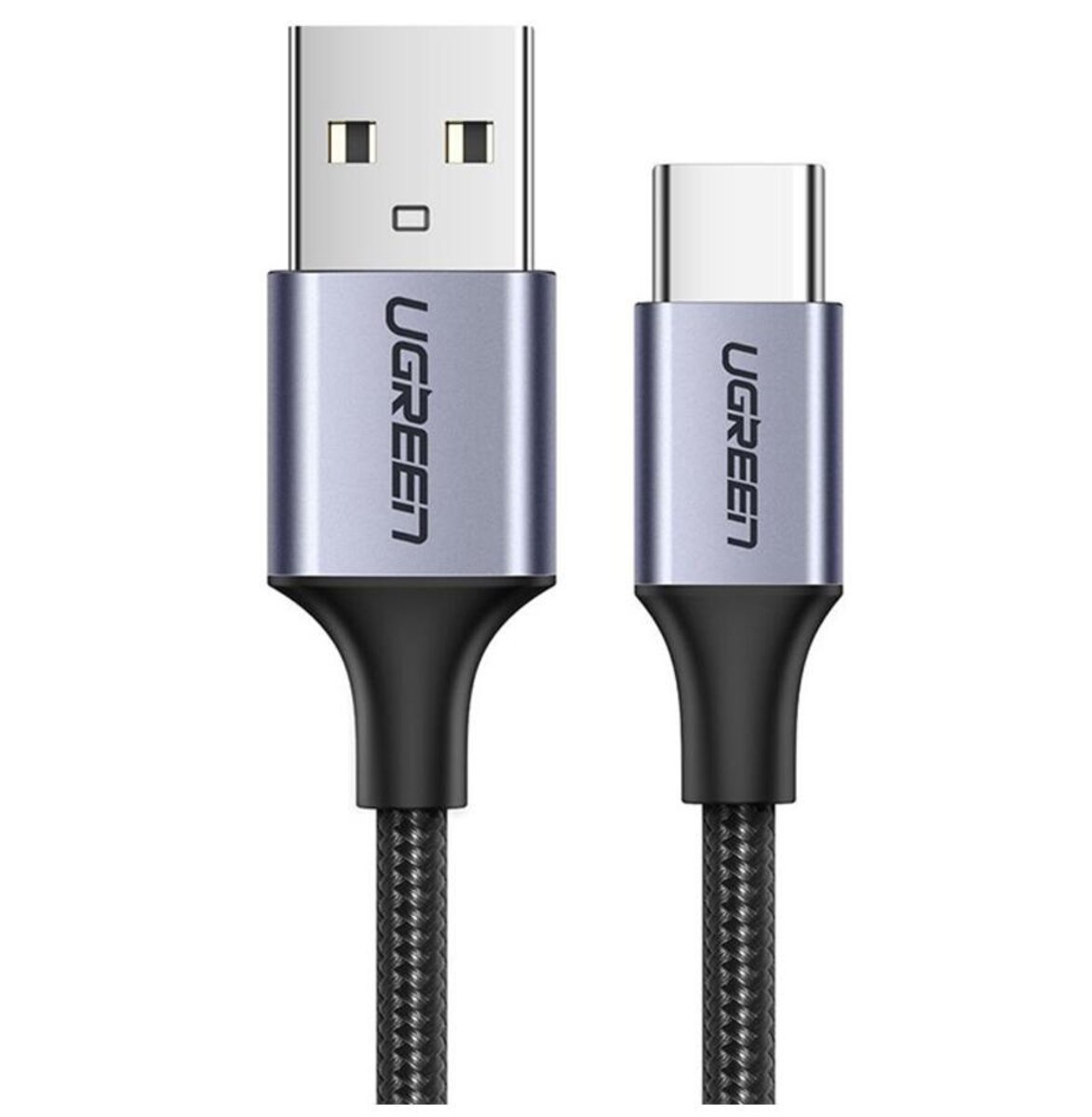 Кабель UGREEN US288 USB-A 2.0 to USB-C Cable Nickel Plating Aluminum Braid 1m (Black) (UGR-60126) на малюнкі №1