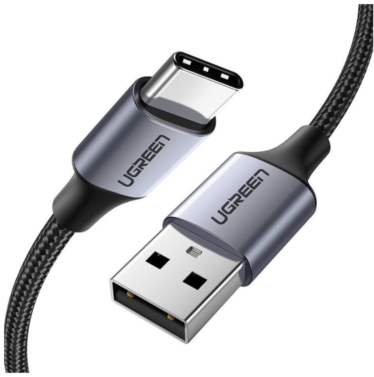 Кабель UGREEN US288 USB-A 2.0 to USB-C Cable Nickel Plating Aluminum Braid 1m (Black) (UGR-60126) на малюнкі №3