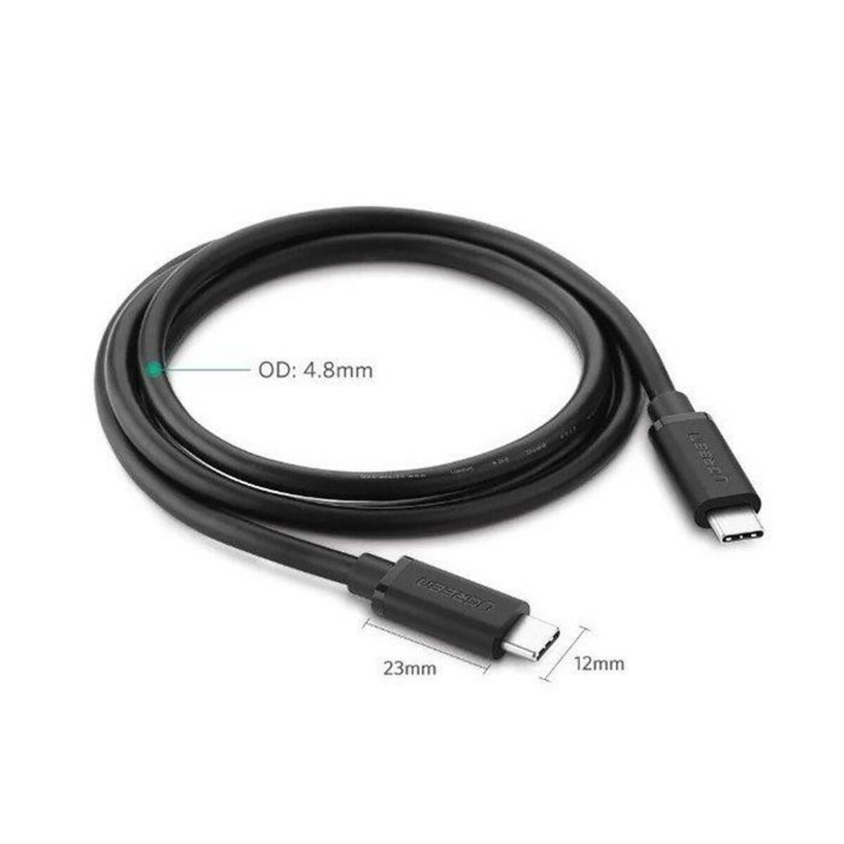Кабель UGREEN US286 USB 2.0 Type C to Type C Cable Nickel Plating 1m (Black) (UGR-50997) на малюнкі №4