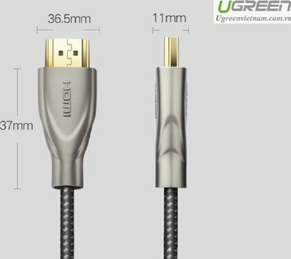 Кабель UGREEN HD131 HDMI Carbon Fiber Zinc Alloy Cable 3m (Gray) (UGR-50109) Фотографія №3 Кабель UGREEN HD131 HDMI Carbon Fiber Zinc Alloy Cable 3m (Gray) (UGR-50109) на малюнкі №3
