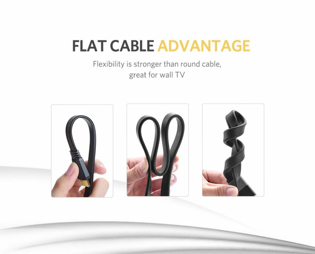 Кабель UGREEN ED015 HDMI Flat Cable 1.5m (UGR-50819) на картинке №4