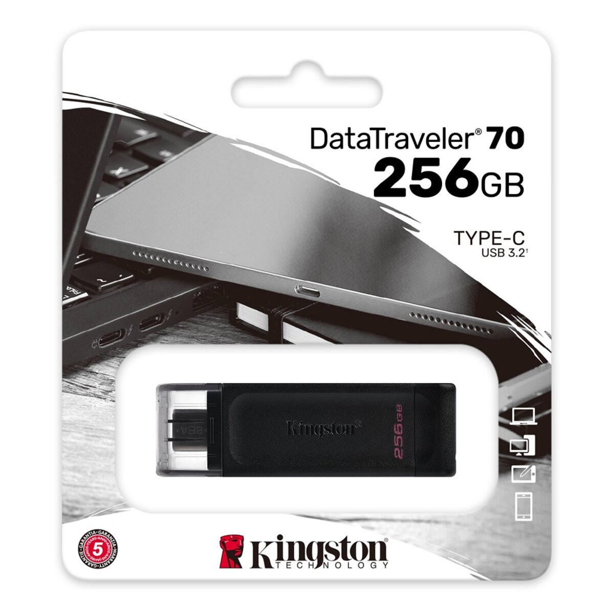 Флеш-накопичувач Kingston USB 3.2 DT 70 256GB Type-C (DT70/256GB) на малюнкі №3