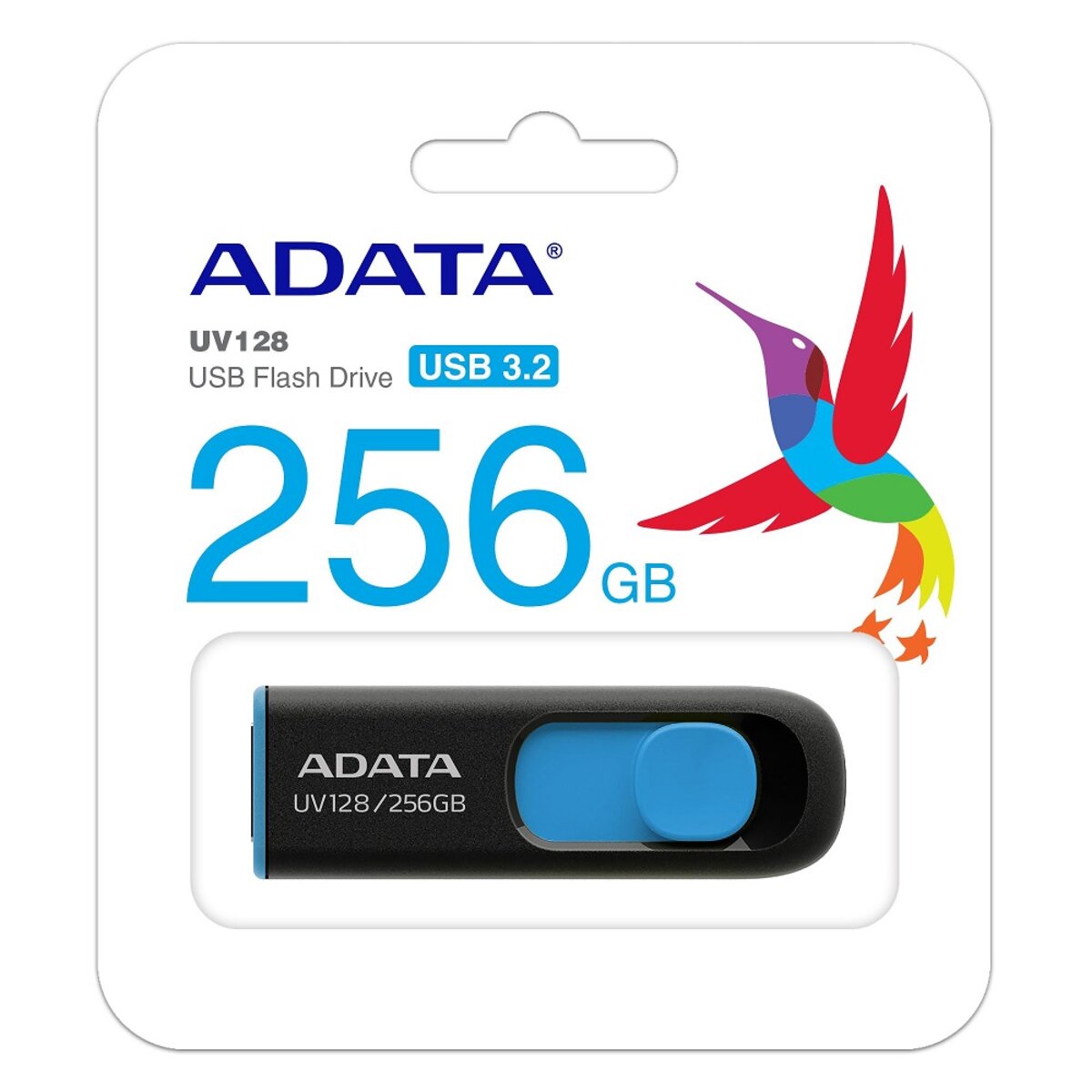 Flash A-DATA USB 3.2 UV 128 256Gb Black/Blue (AUV128-256G-RBE) смотреть фото №4