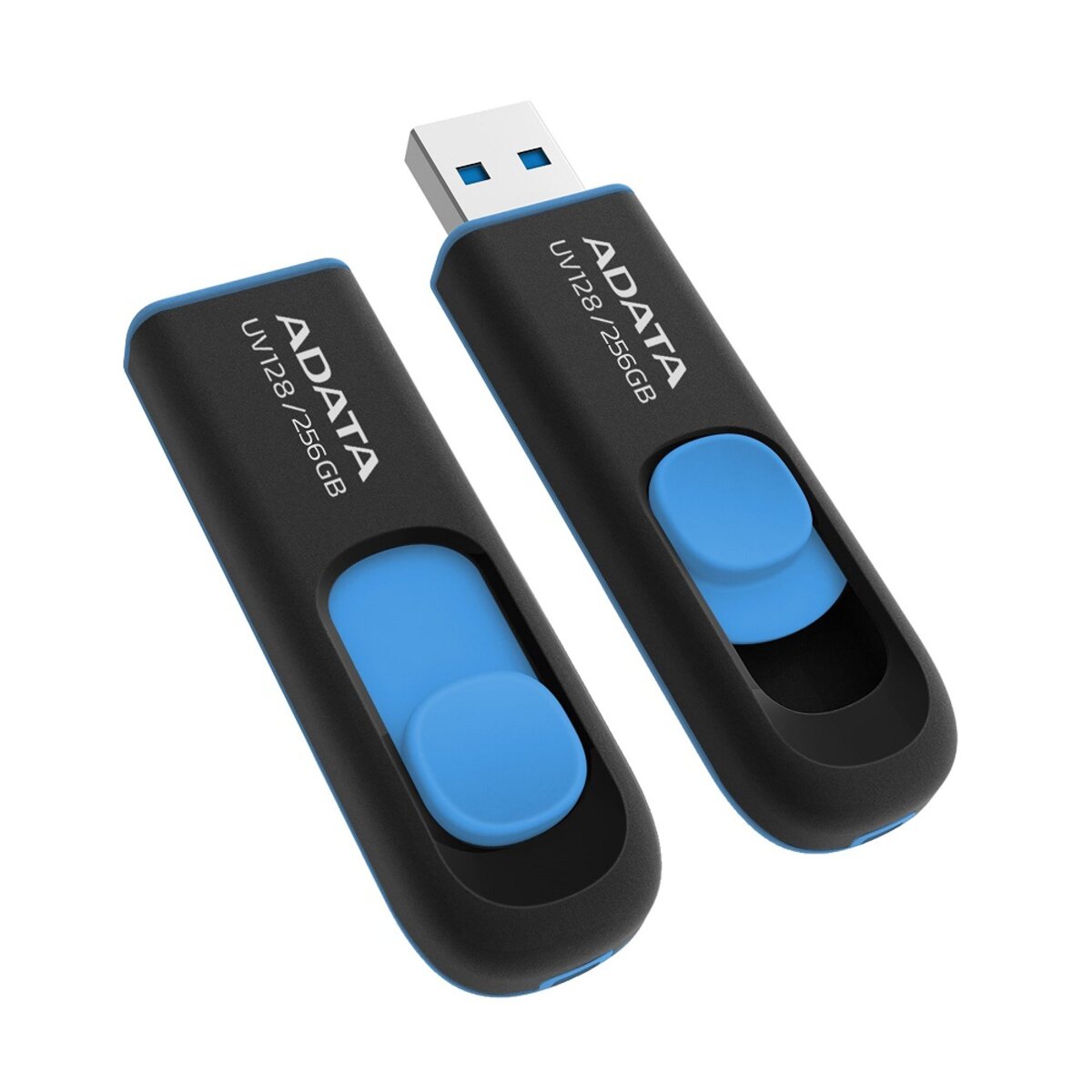 Flash A-DATA USB 3.2 UV 128 256Gb Black/Blue (AUV128-256G-RBE) смотреть фото №2