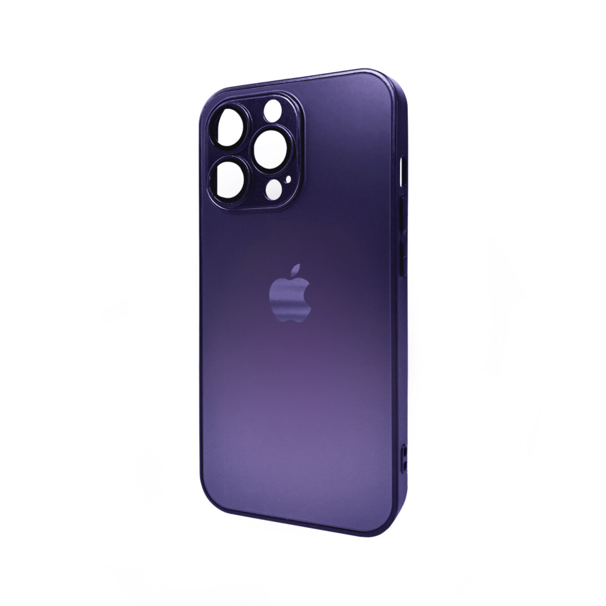 Чехол AG Glass Matt Frame Color Logo Full Camera Apple iPhone 12 Pro | TPU+Glass (Фиолетовый) на картинке №1
