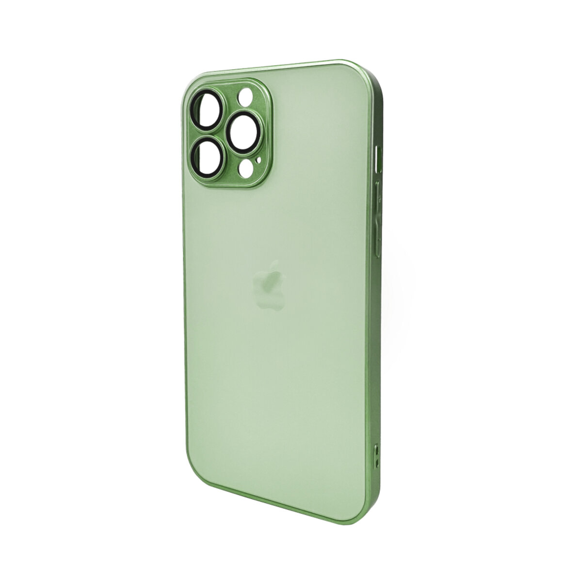 Чехол AG Glass Matt Frame Color Logo Full Camera Apple iPhone 13 Pro Max | TPU+Glass (Зелёный) на картинке №1