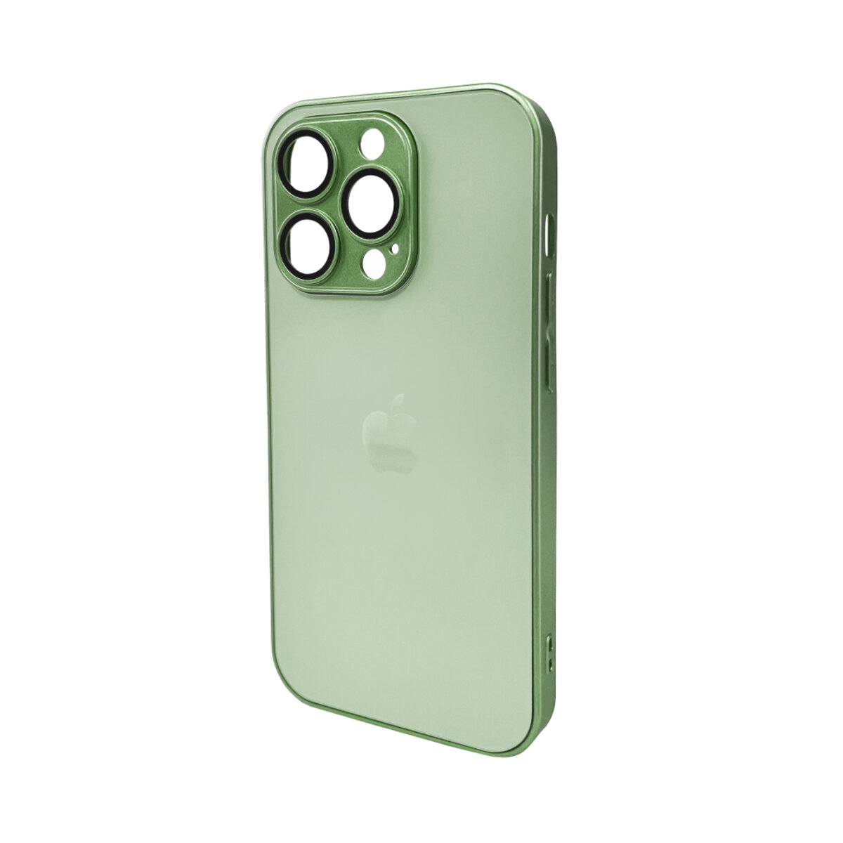 Чехол AG Glass Matt Frame Color Logo Full Camera Apple iPhone 14 Pro | TPU+Glass (Зелёный) на картинке №1
