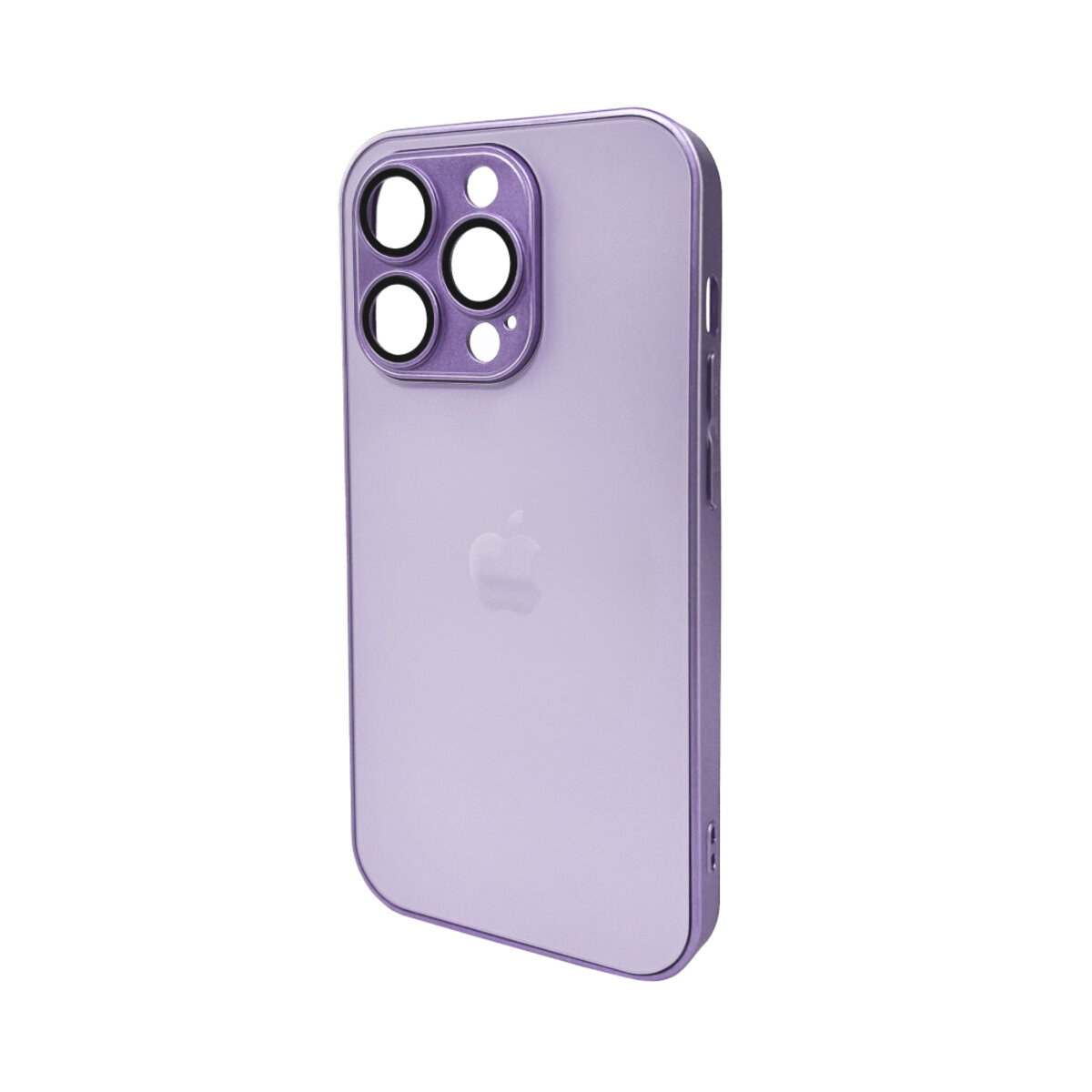 Чехол AG Glass Matt Frame Color Logo Full Camera Apple iPhone 14 Pro | TPU+Glass (Сиреневый) на картинке №1