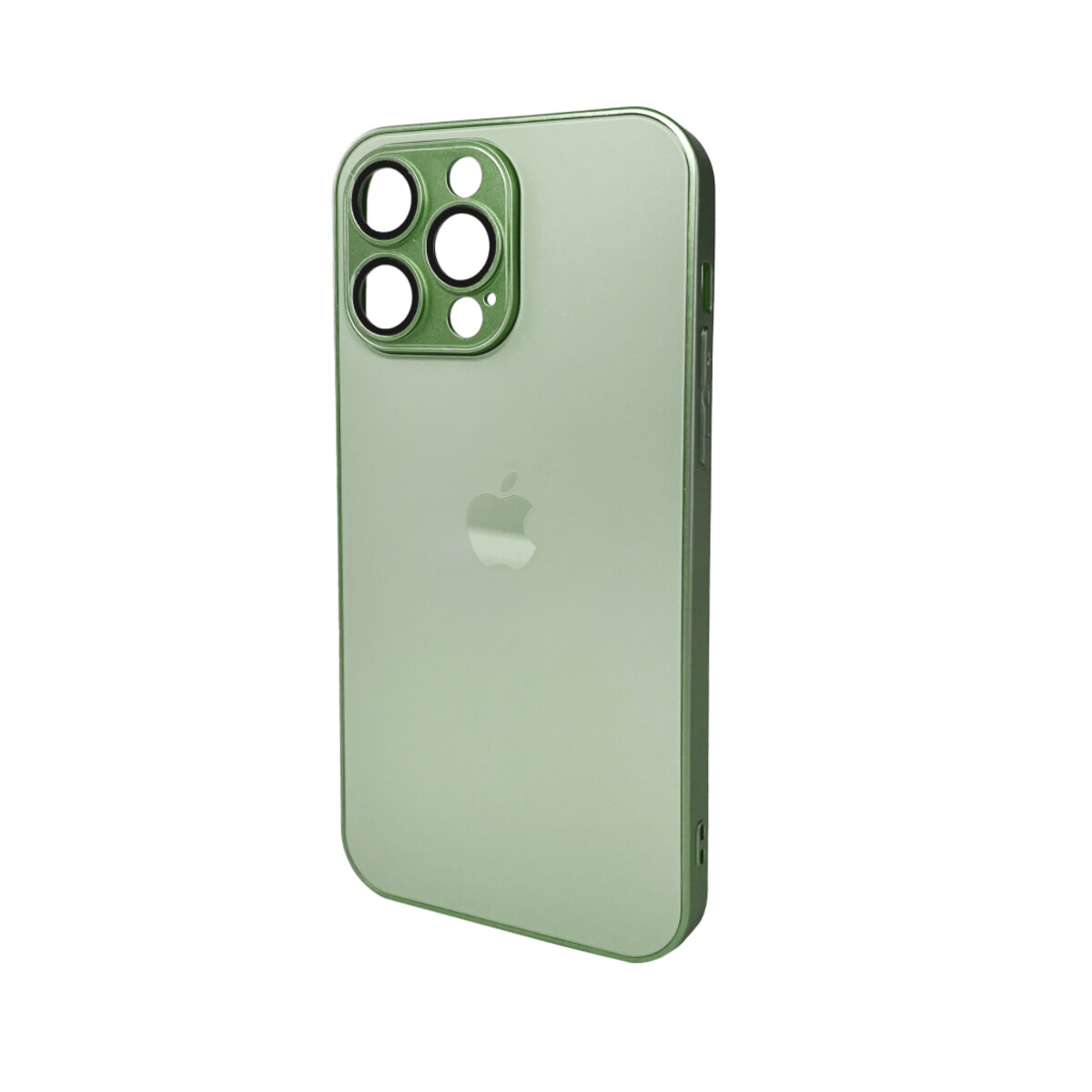 Чехол AG Glass Matt Frame Color Logo Full Camera Apple iPhone 14 Pro Max | TPU+Glass (Зелёный) на картинке №1