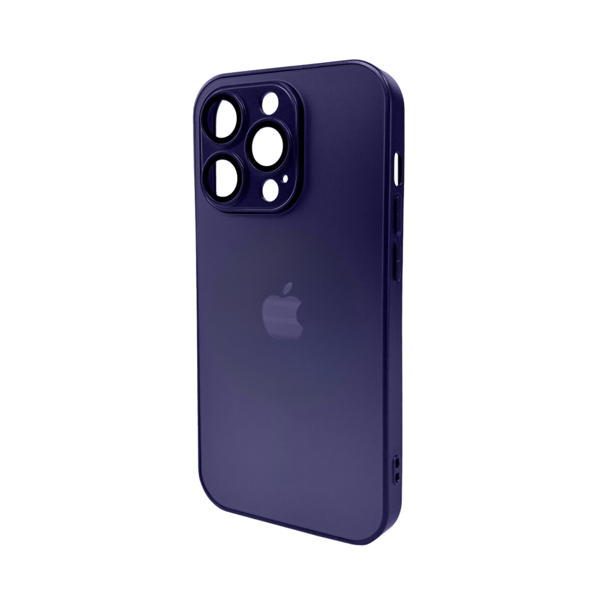 Чехол AG Glass Matt Frame Color Logo Full Camera Apple iPhone 15 Pro | TPU+Glass (Фиолетовый) на картинке №1