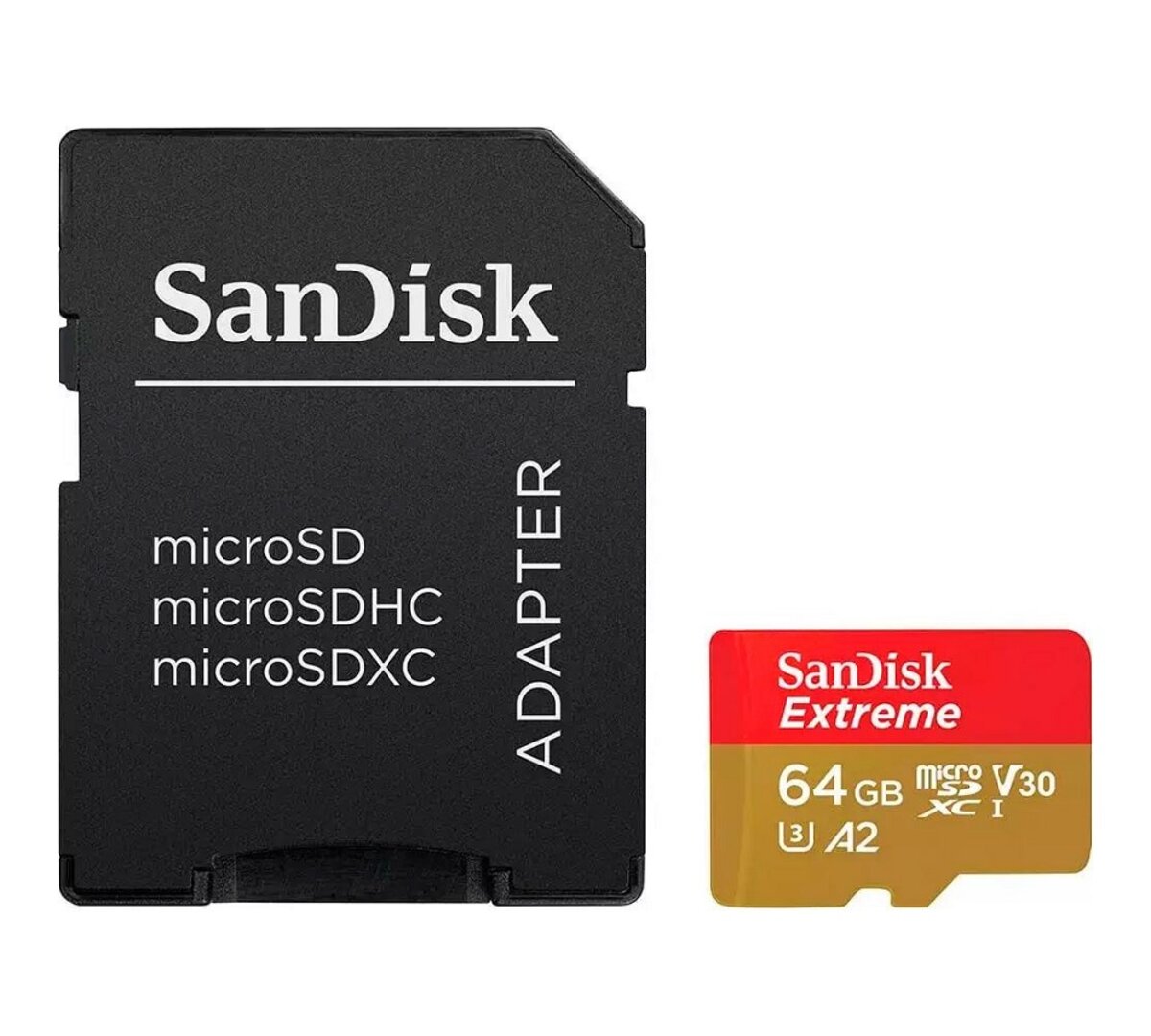 microSDXC (UHS-1 U3) SanDisk Extreme For Action Cams and Drones A2 64Gb class 10 V30 (R170MB/s,W80MB/s) (adapter) (SDSQXAH-064G-GN6AA) Фотография №1 microSDXC (UHS-1 U3) SanDisk Extreme For Action Cams and Drones A2 64Gb class 10 V30 (R170MB/s,W80MB/s) (adapter) (SDSQXAH-064G-GN6AA) смотреть фото №1