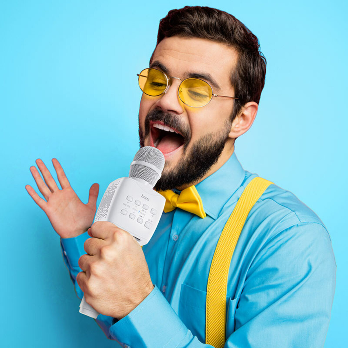 Портативна колонка HOCO BK5 Cantando karaoke microphone White (6931474742292) Фотографія №5 Портативна колонка HOCO BK5 Cantando karaoke microphone White (6931474742292) на малюнкі №5