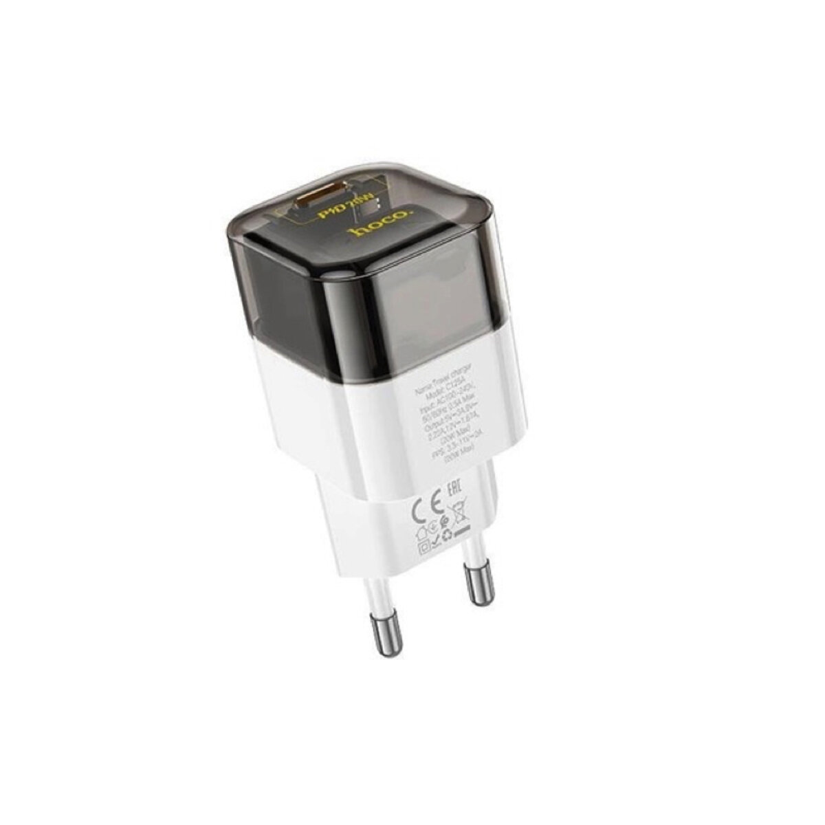 Мережевий зарядний пристрій HOCO C125A Transparent tribute single-port PD20W charger Transparent Black на картинке №3