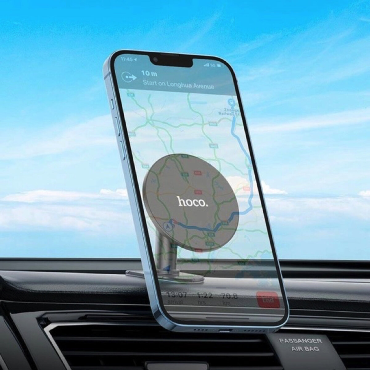 Автотримач для телефона HOCO H13 Fine jade ring magnetic car holder(center console) Black (6931474794512) на картинке №8