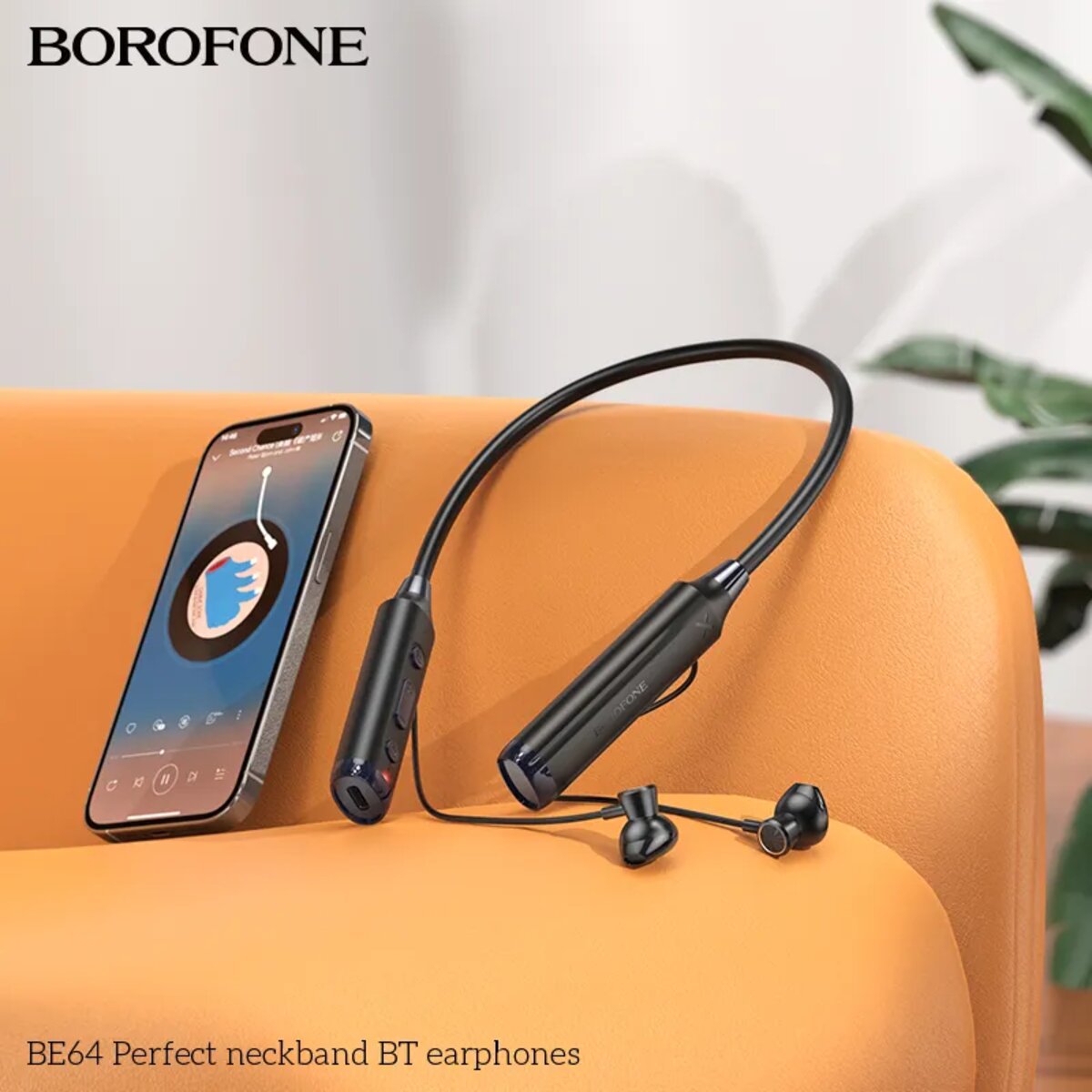 Навушники BOROFONE BE64 Perfect neckband BT earphones Black (BE64B) смотреть фото №4