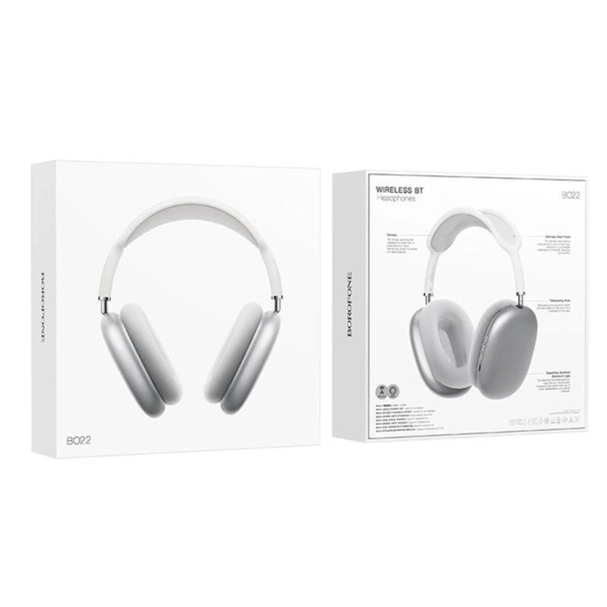 Бездротові навушники BOROFONE BO22 Elegant BT headphones Silver Фотографія №3 Бездротові навушники BOROFONE BO22 Elegant BT headphones Silver на малюнкі №3