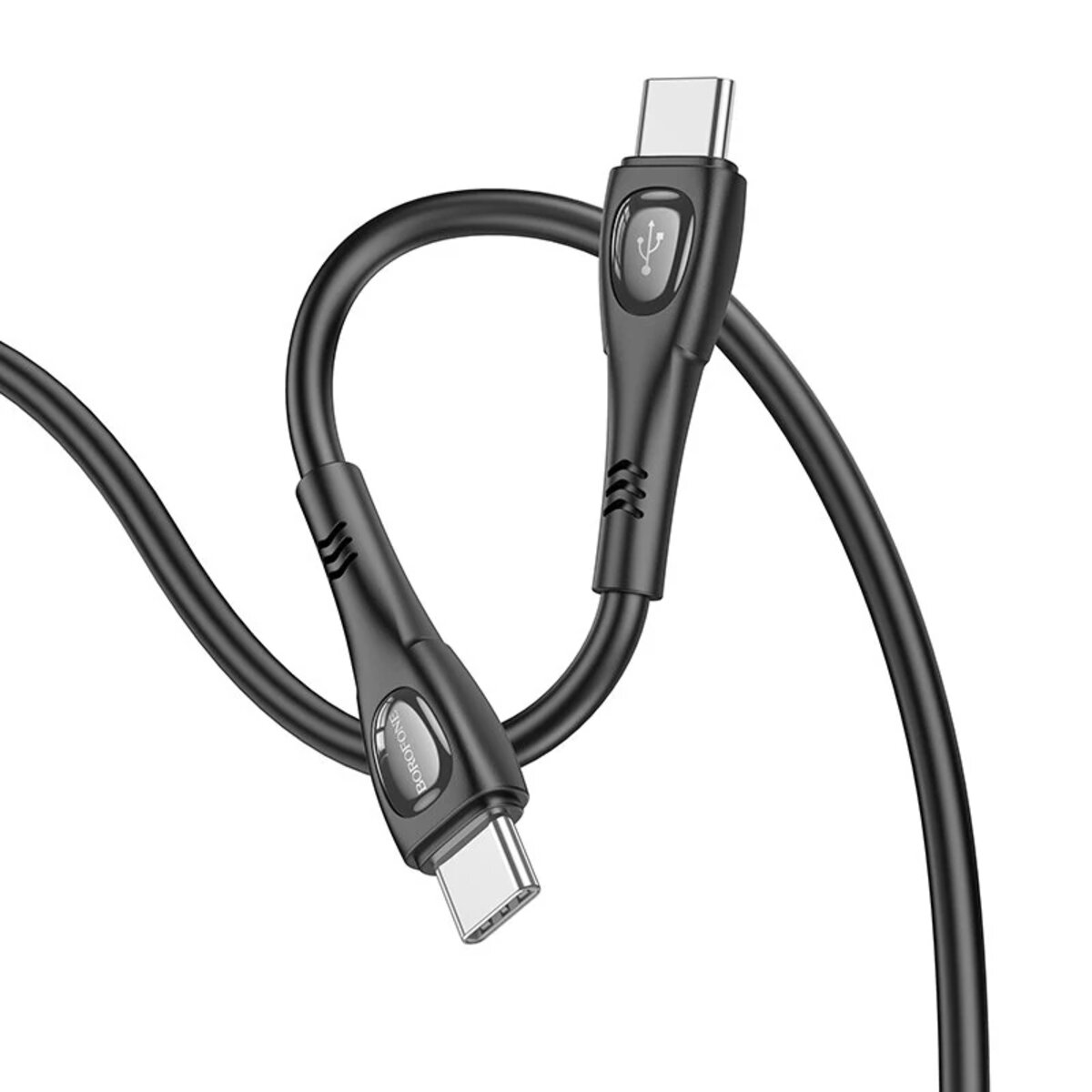Кабель BOROFONE BX98 Type-C to Type-C Superior 60W charging data cable Black Фотографія №3 Кабель BOROFONE BX98 Type-C to Type-C Superior 60W charging data cable Black на малюнкі №3