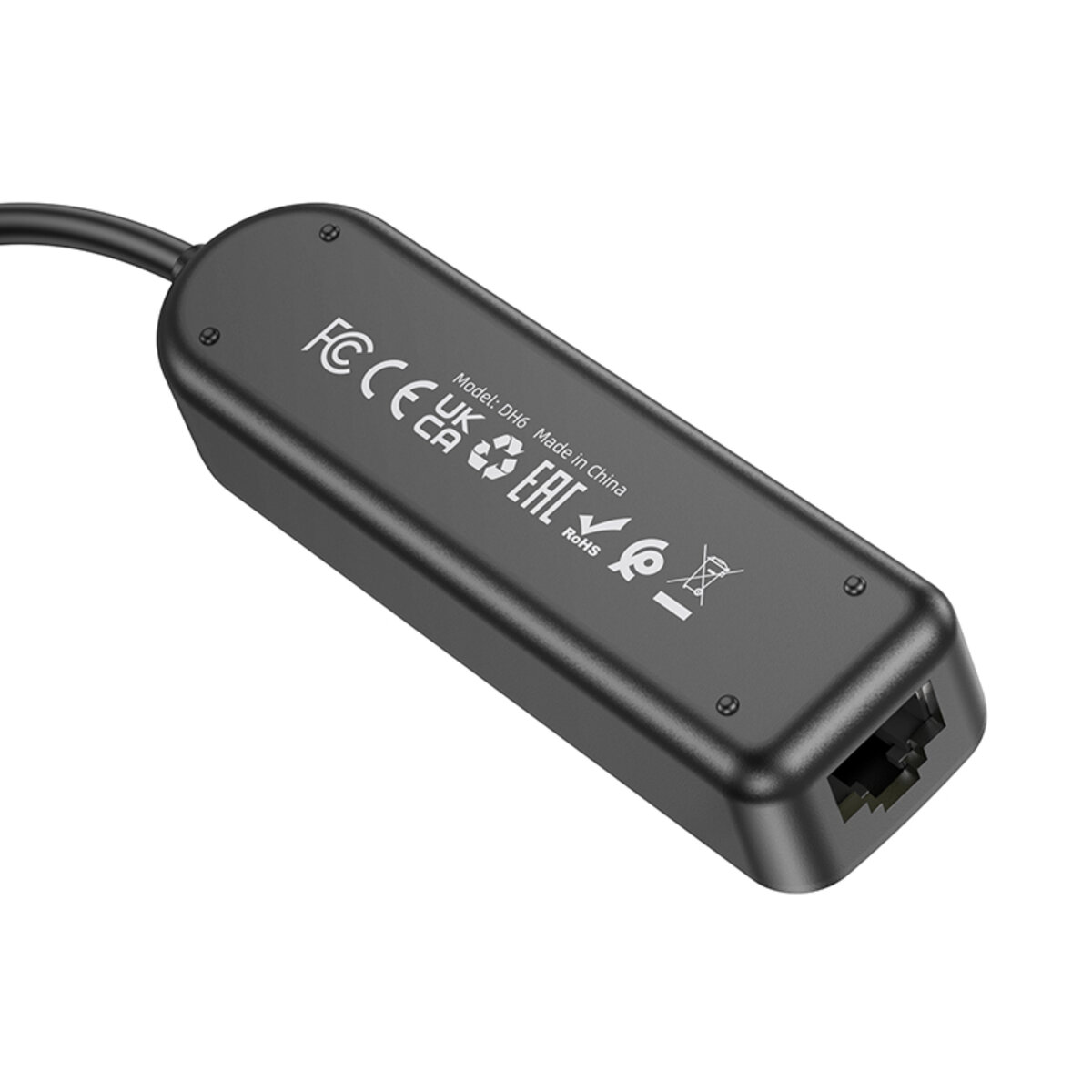 Адаптер Borofone DH6 Erudite 4-in-1 Gigabit Ethernet Adapter(USB to USB3.0*3+RJ45)(L=0.2M) Black Фотографія №5 Адаптер Borofone DH6 Erudite 4-in-1 Gigabit Ethernet Adapter(USB to USB3.0*3+RJ45)(L=0.2M) Black на малюнкі №5