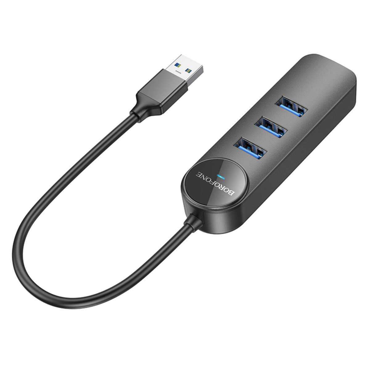 Адаптер Borofone DH6 Erudite 4-in-1 Gigabit Ethernet Adapter(USB to USB3.0*3+RJ45)(L=0.2M) Black Фотографія №4 Адаптер Borofone DH6 Erudite 4-in-1 Gigabit Ethernet Adapter(USB to USB3.0*3+RJ45)(L=0.2M) Black на малюнкі №4