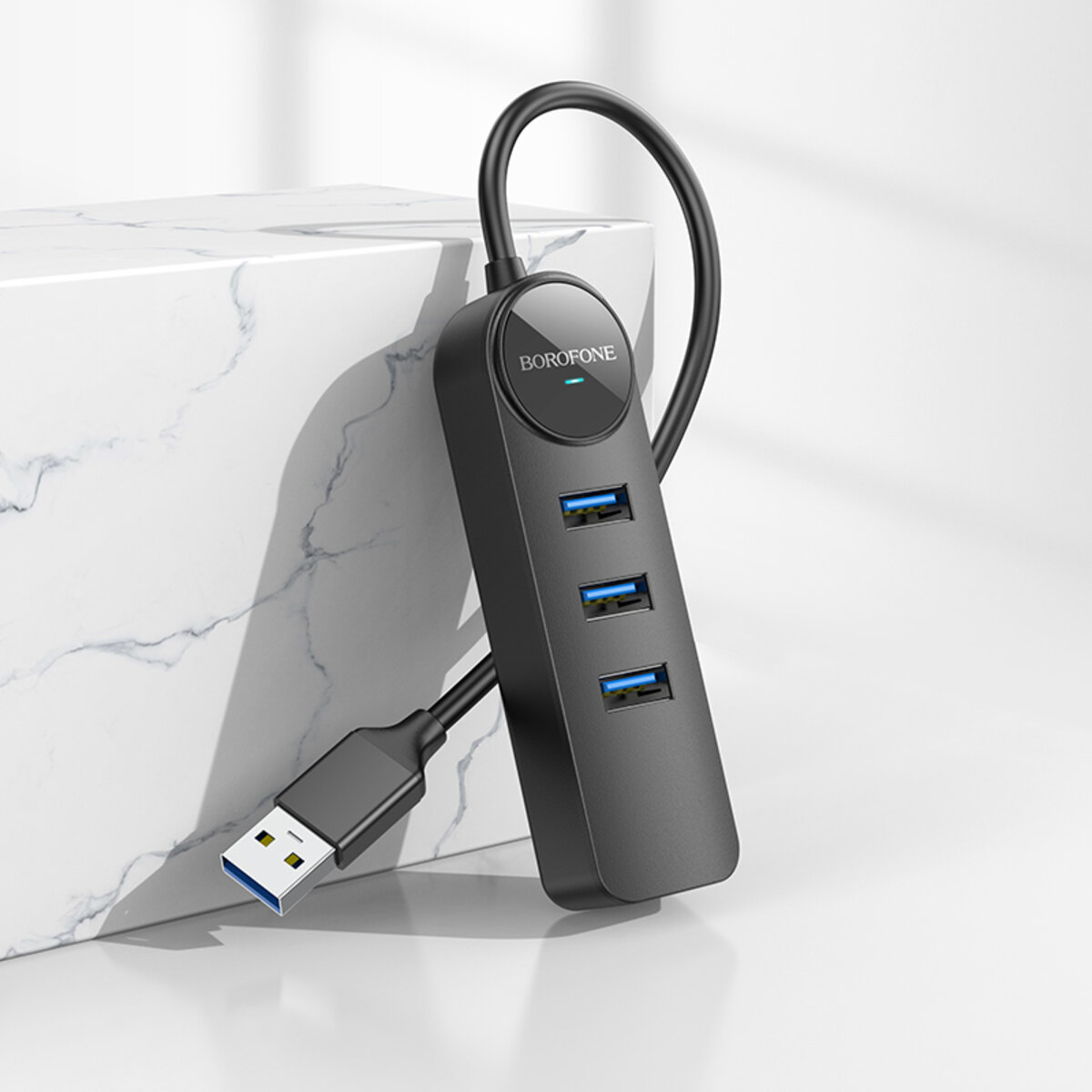 Адаптер Borofone DH6 Erudite 4-in-1 Gigabit Ethernet Adapter(USB to USB3.0*3+RJ45)(L=0.2M) Black Фотографія №8 Адаптер Borofone DH6 Erudite 4-in-1 Gigabit Ethernet Adapter(USB to USB3.0*3+RJ45)(L=0.2M) Black на малюнкі №8