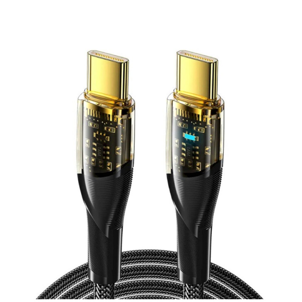 Кабель Essager Interstellar Transparent Design USB Charging Cable Type C to Type C 100W 1m black (EXCTT1-XJ01-P) Фотографія №1 Кабель Essager Interstellar Transparent Design USB Charging Cable Type C to Type C 100W 1m black (EXCTT1-XJ01-P) на малюнкі №1