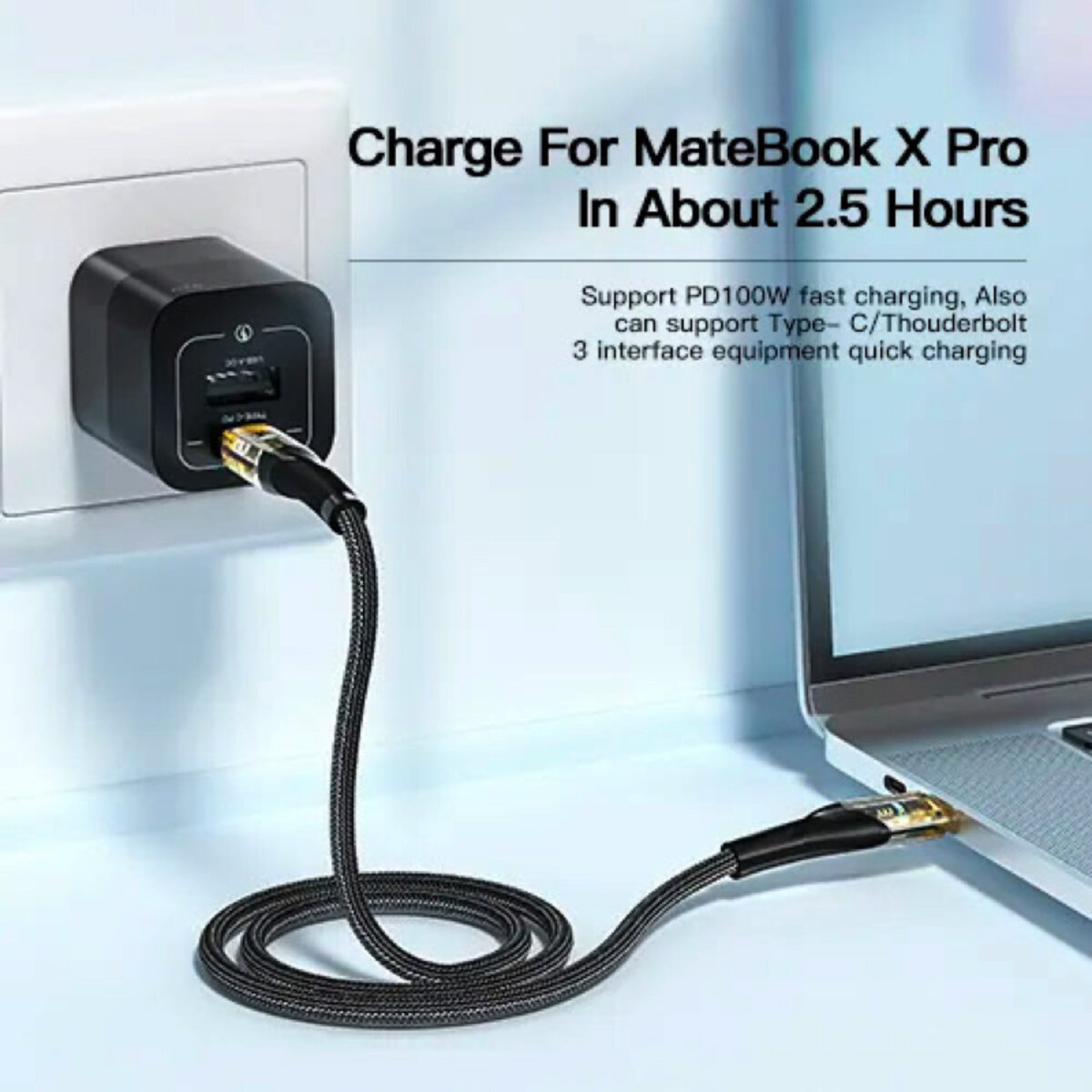 Кабель Essager Interstellar Transparent Design USB Charging Cable Type C to Type C 100W 1m black (EXCTT1-XJ01-P) Фотографія №6 Кабель Essager Interstellar Transparent Design USB Charging Cable Type C to Type C 100W 1m black (EXCTT1-XJ01-P) на малюнкі №6