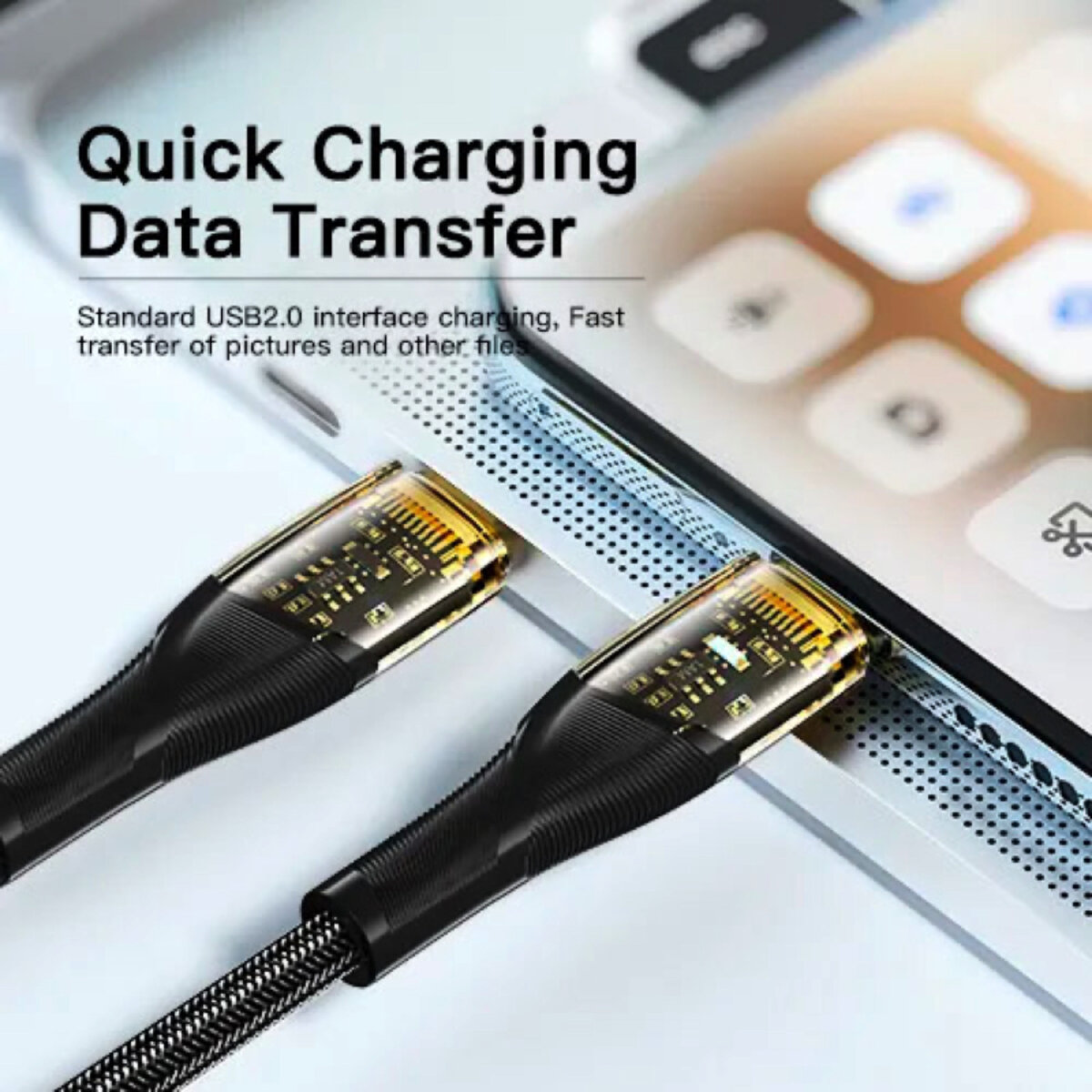 Кабель Essager Interstellar Transparent Design USB Charging Cable Type C to Type C 100W 1m black (EXCTT1-XJ01-P) Фотографія №4 Кабель Essager Interstellar Transparent Design USB Charging Cable Type C to Type C 100W 1m black (EXCTT1-XJ01-P) на малюнкі №4