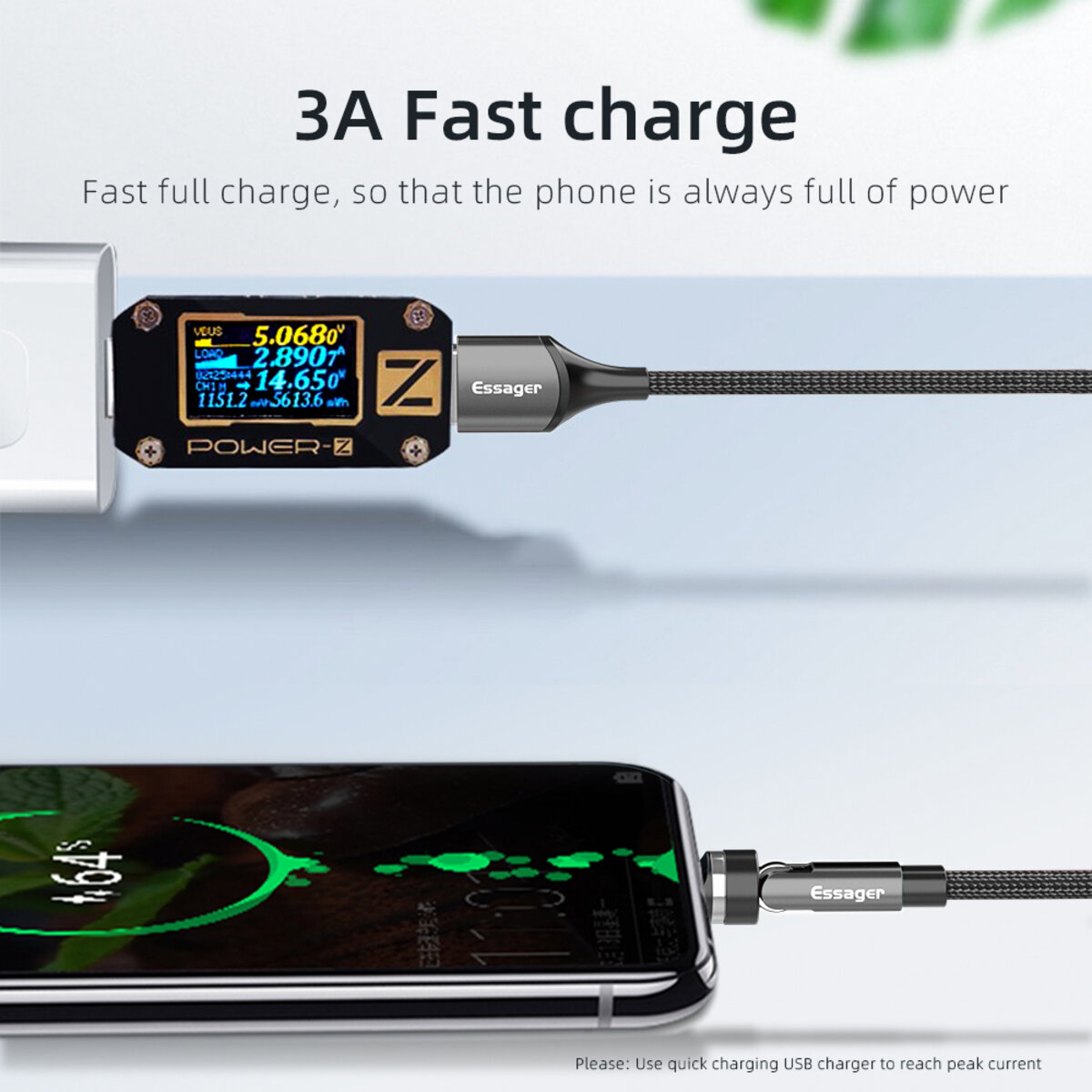 Кабель Essager Universal 540 Ratate 3A Magnetic USB Charging Cable Lightning 1m grey (EXCCXL-WX0G) Фотографія №2 Кабель Essager Universal 540 Ratate 3A Magnetic USB Charging Cable Lightning 1m grey (EXCCXL-WX0G) на малюнкі №2