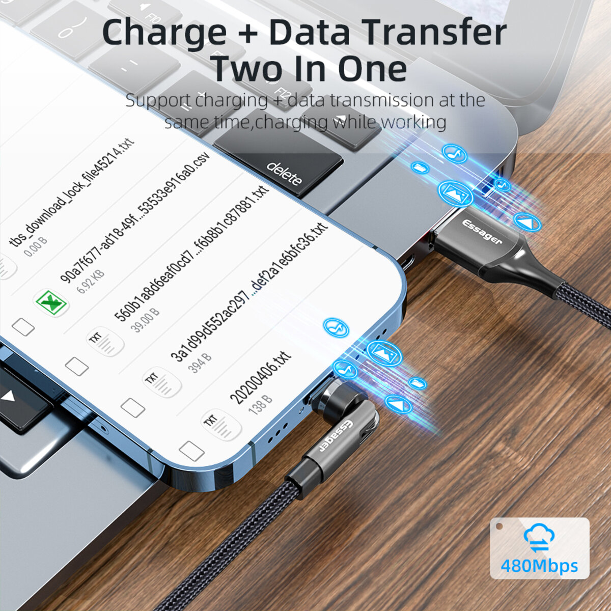 Кабель Essager Universal 540 Ratate 3A Magnetic USB Charging Cable Lightning 1m grey (EXCCXL-WX0G) Фотографія №5 Кабель Essager Universal 540 Ratate 3A Magnetic USB Charging Cable Lightning 1m grey (EXCCXL-WX0G) на малюнкі №5