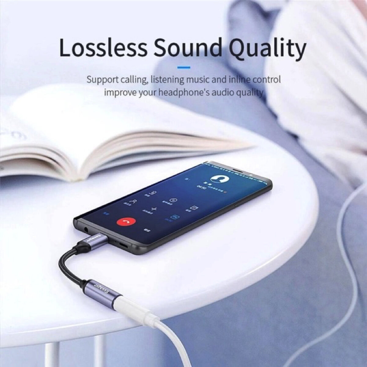 Кабель-перехiдник Essager E01 Type c to 3.5mm Jack Headphone Adapter grey (EZJE01-0G) Фотографія №6 Кабель-перехiдник Essager E01 Type c to 3.5mm Jack Headphone Adapter grey (EZJE01-0G) на малюнкі №6