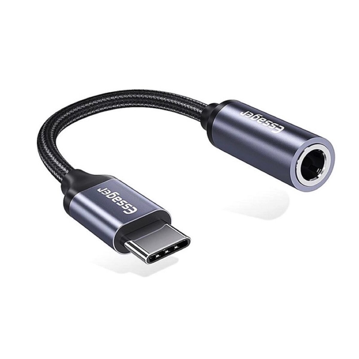 Кабель-перехiдник Essager E01 Type c to 3.5mm Jack Headphone Adapter grey (EZJE01-0G) Фотографія №1 Кабель-перехiдник Essager E01 Type c to 3.5mm Jack Headphone Adapter grey (EZJE01-0G) на малюнкі №1