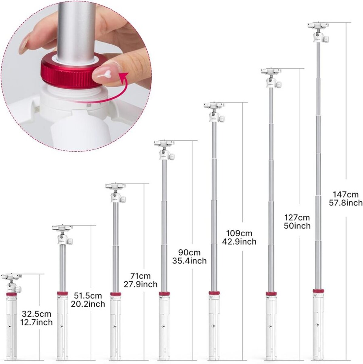 Штатив Ulanzi Vijim Multi-functional Mini Tripod White (UV-2503A MT-44 white) на малюнкі №7