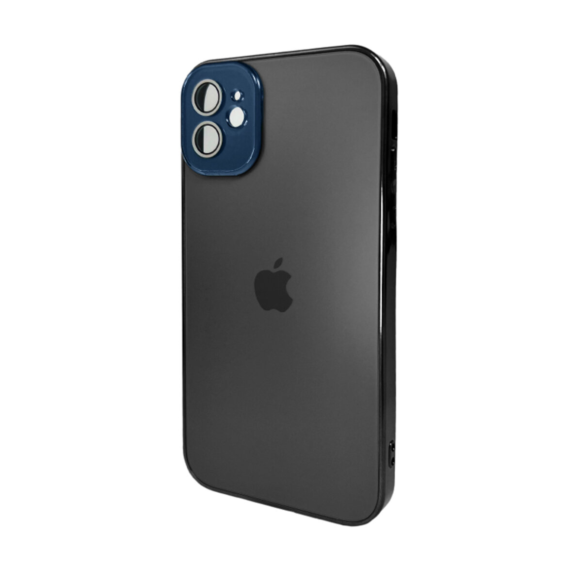 Чехол AG Glass Sapphire Frame MagSafe Logo Full Camera Apple iPhone 12 | TPU+Glass (Черный) на картинке №1